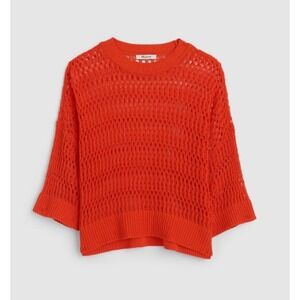 Madewell Orange Relaxed Fit Open-Stitch Sweater XL Fair Trade Loose Knit Boxy